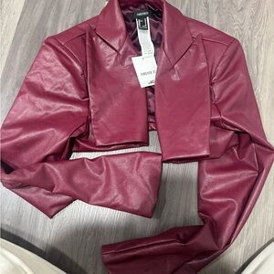 NWT Women's Red Faux Leather Jacket